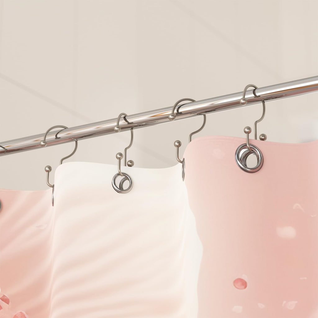 Titanker Black Shower Curtain Hooks Rings, Rust-Resistant Metal Double Glide Shower Hooks for Bathroom Shower Rods Curtains, Set of 12 Hooks - Matte Black