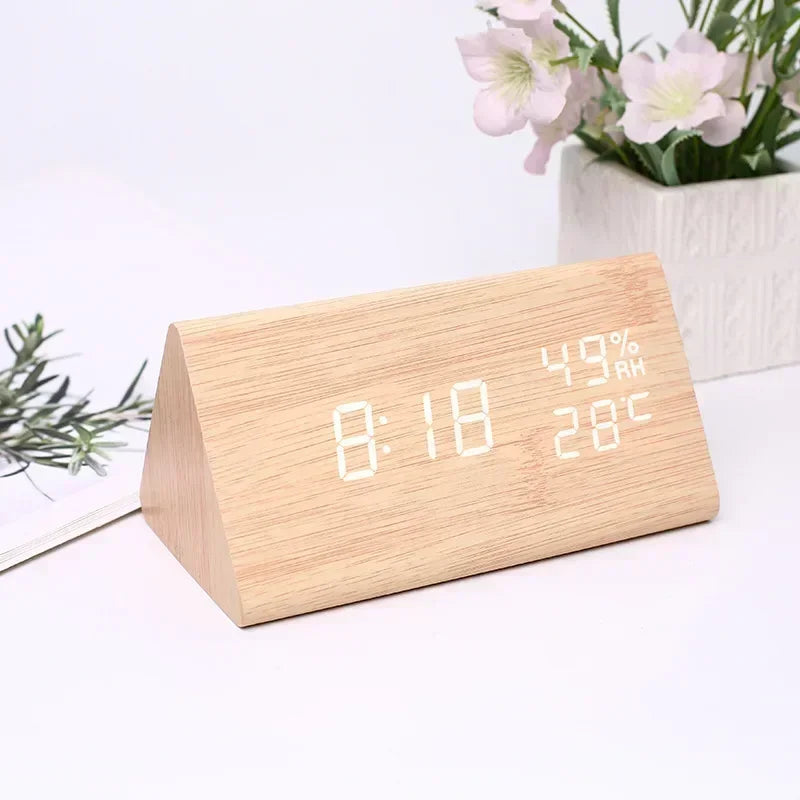 LED Student Alarm Clock Simple Wall Clock Temperature Display Sound Control