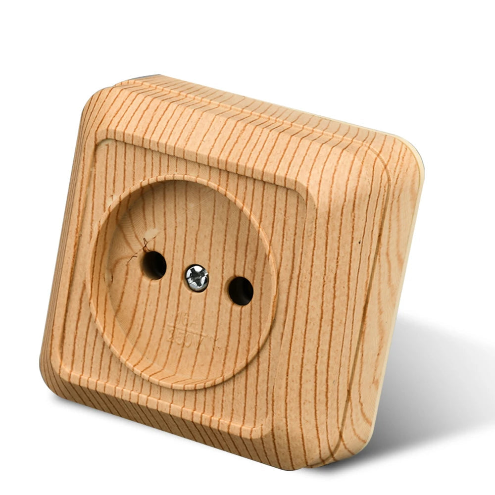 Wood Paint Wall Surface 2 Sockets Plugs