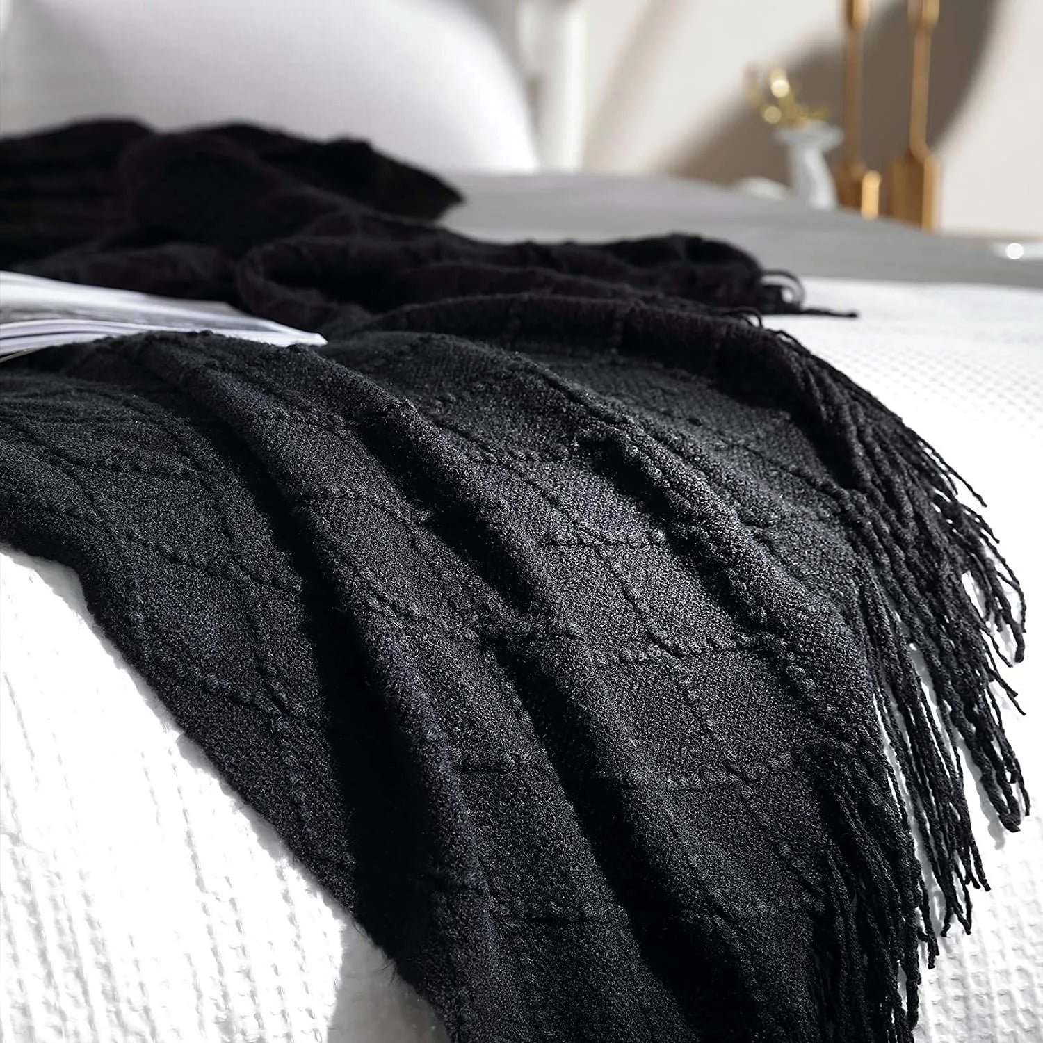 Fall Black Throw Blanket