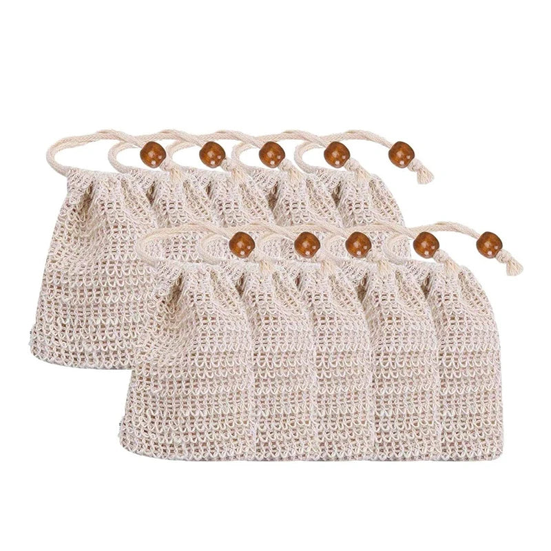 Natural Sisal Soap Bags Shower Bath Exfoliating