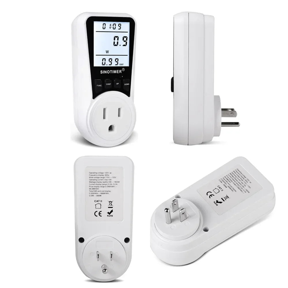 110V 220V 230V 16A Energy Monitor w/ Backlit LCD 0-9999W Energy Socket