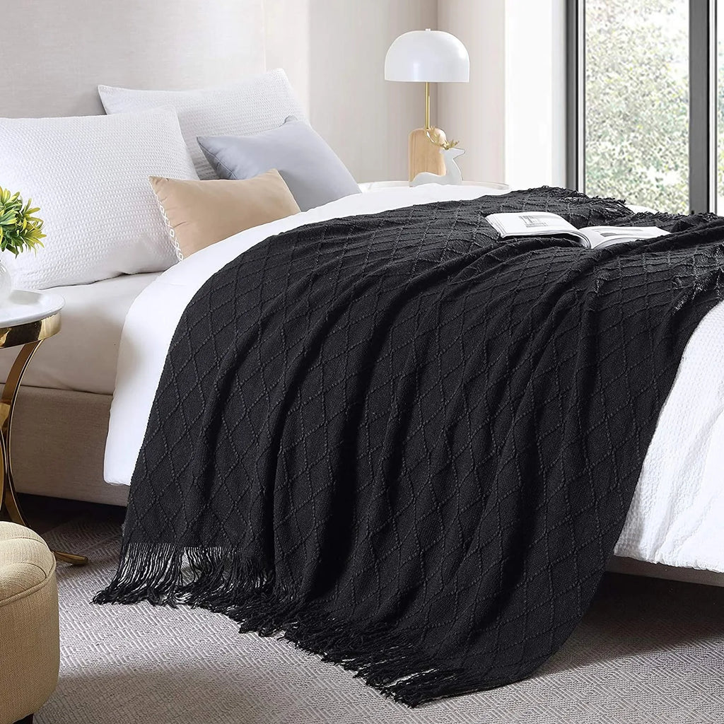 Fall Black Throw Blanket