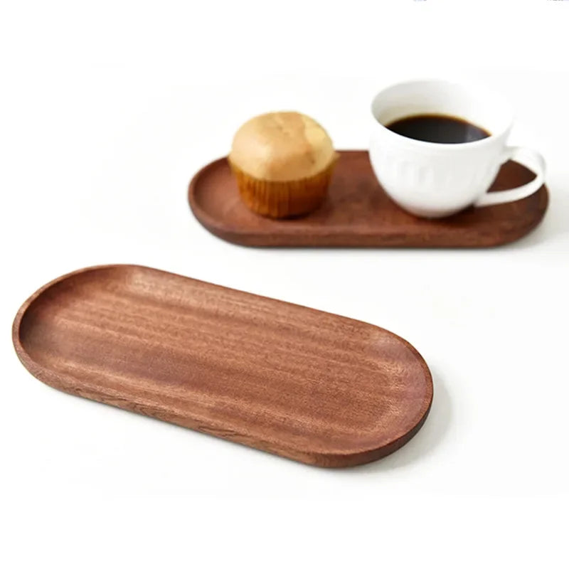 Solid Wood Serving Tray Oval Tea Tray