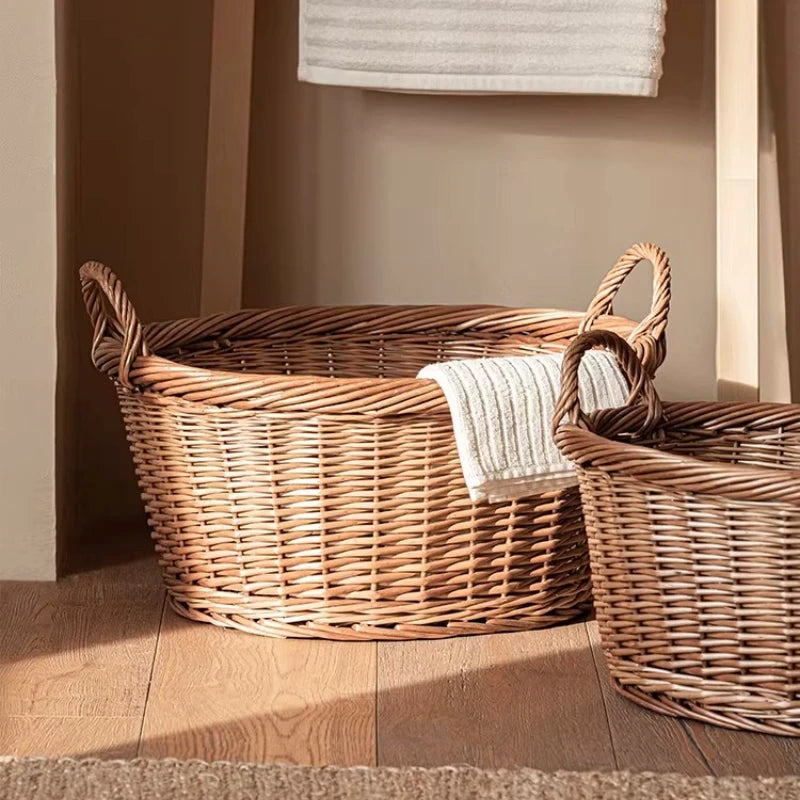 Woven Laundry Basket With Lid