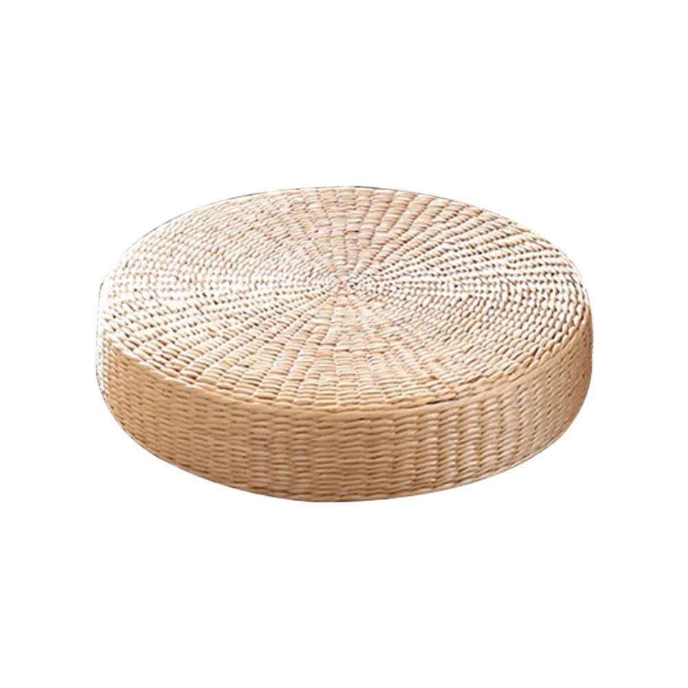 Meditation Cushion Round Straw Pouf Hand Woven Mat