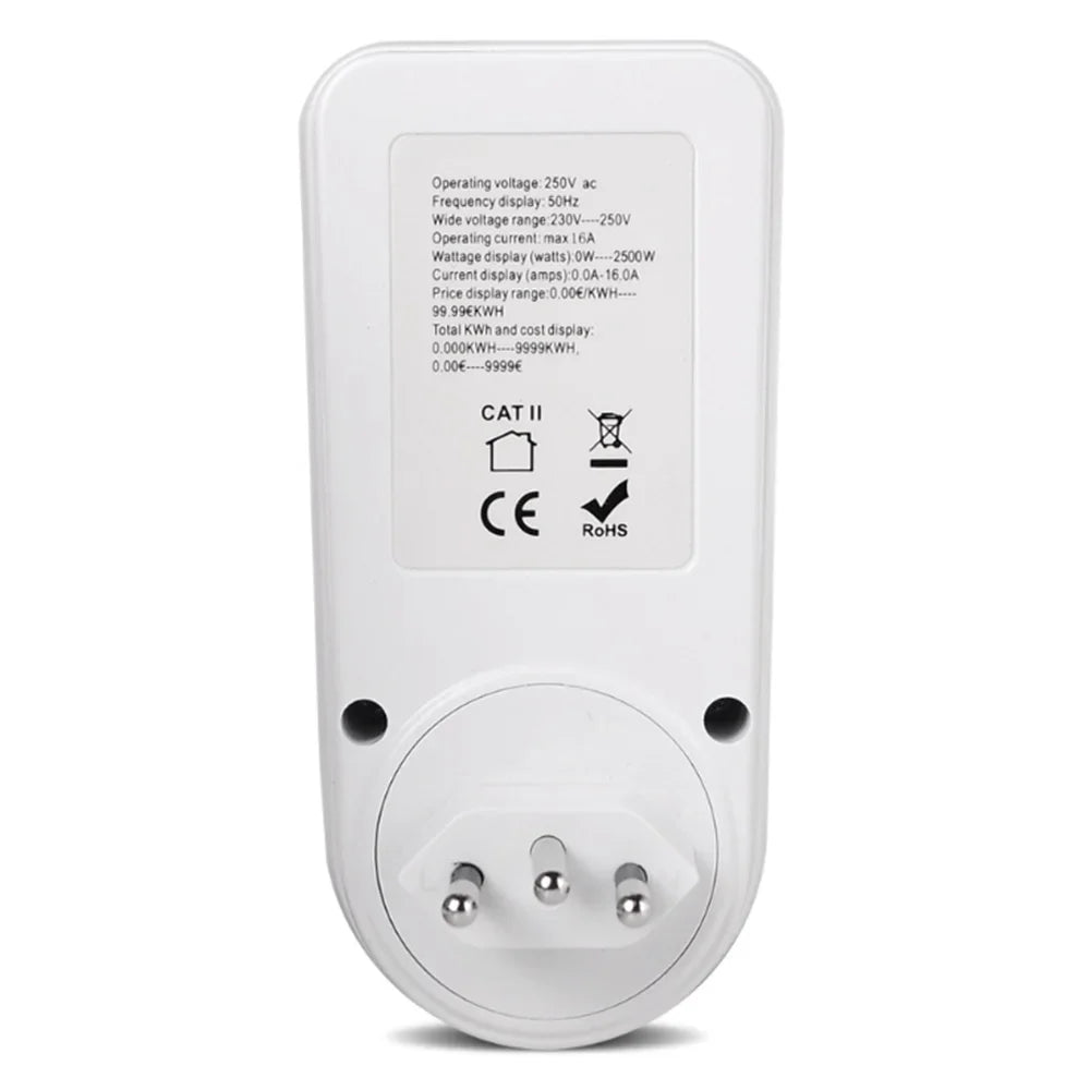 110V 220V 230V 16A Energy Monitor w/ Backlit LCD 0-9999W Energy Socket