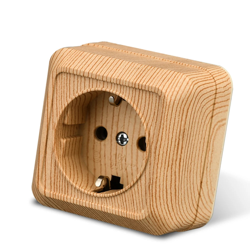 Wood Paint Wall Surface 2 Sockets Plugs