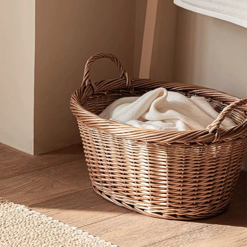 Woven Laundry Basket With Lid