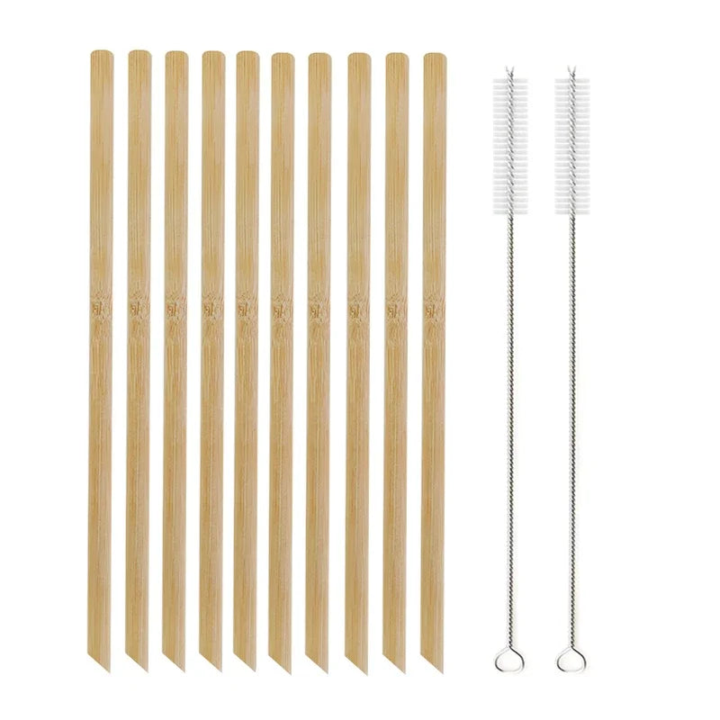Reusable Straws Set with Brush Bamboo Drinking Straw