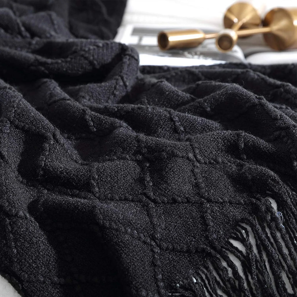Fall Black Throw Blanket