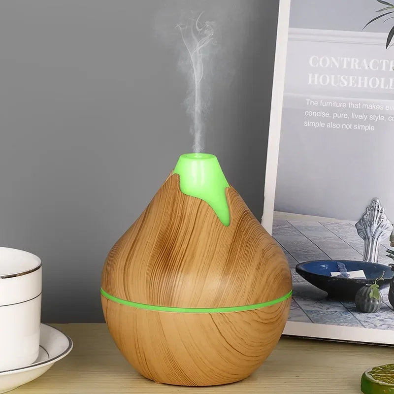 Mini Snow Mountain Hollow Out Wood Grain Aromatherapy Humidifier