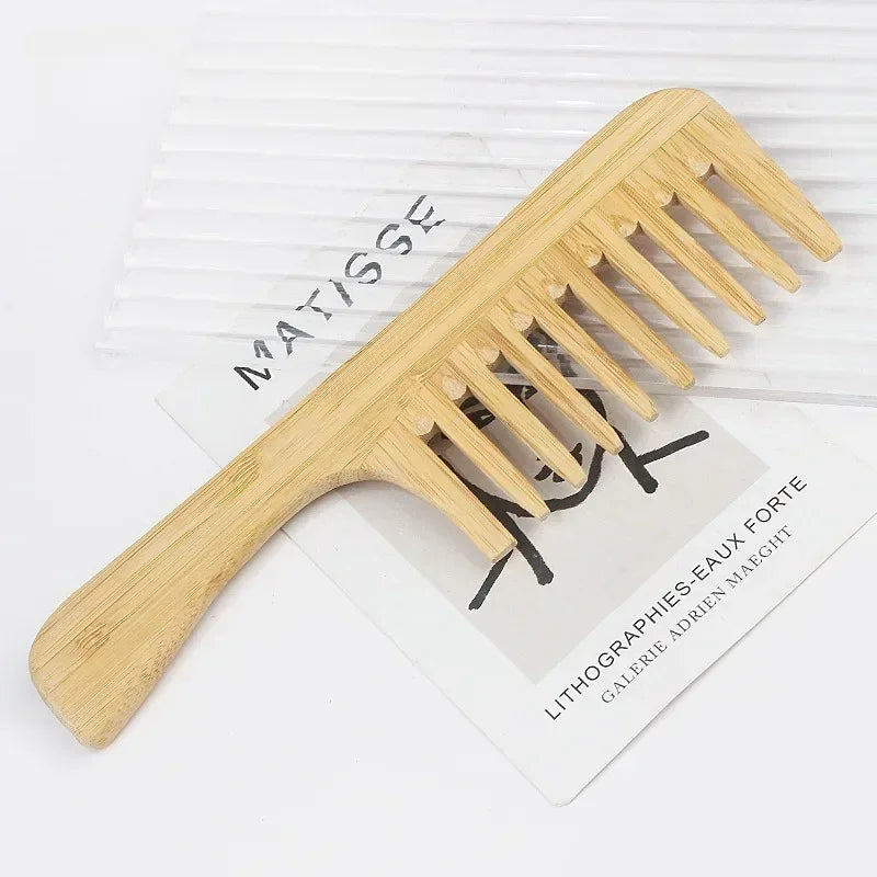 Natural Bamboo Wooden Hair Comb Anti-Static Afro Fork Combs
