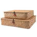 2 Pcs Seagrass Baskets With Lid Wicker Storage Basket