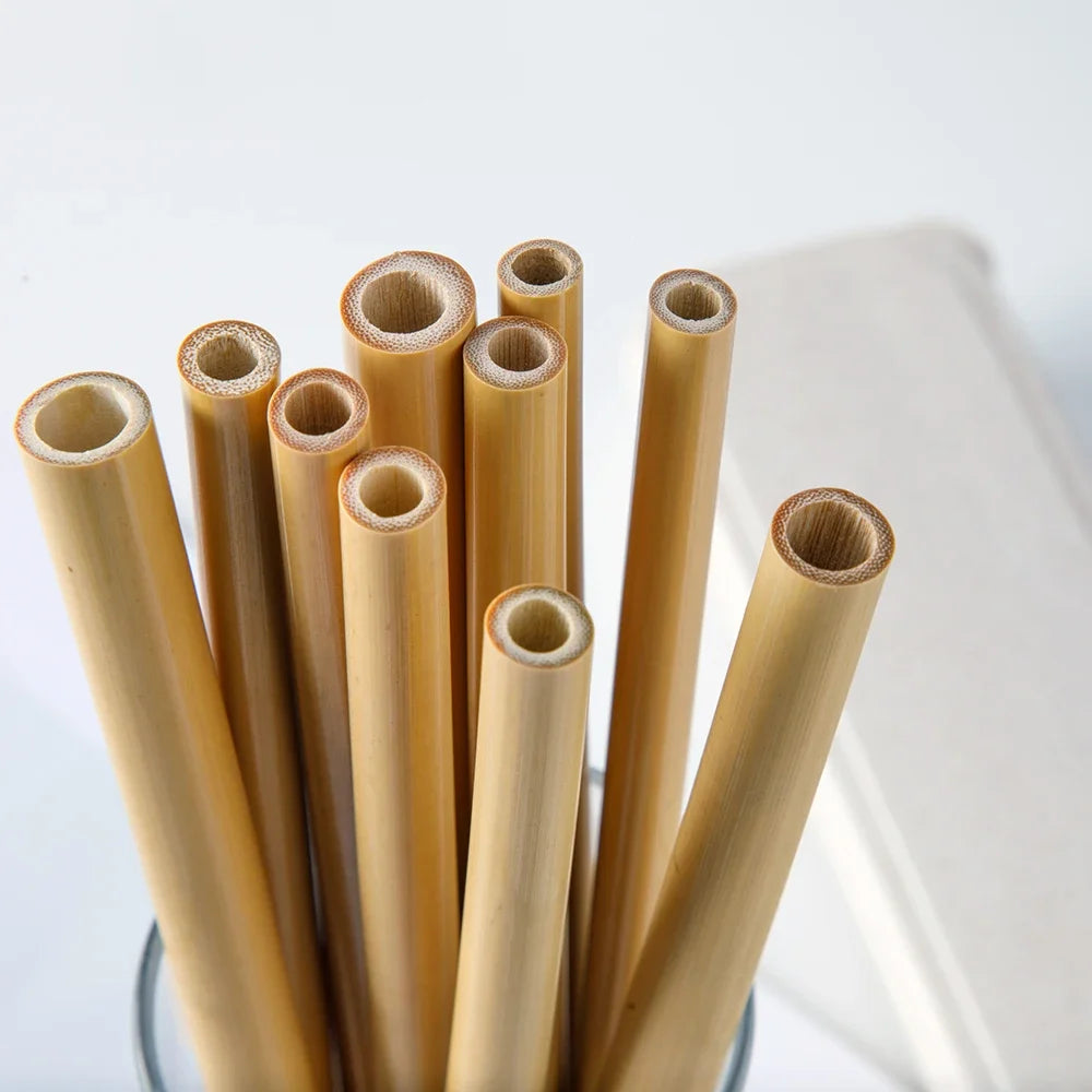 Reusable Straws Set with Brush Bamboo Drinking Straw