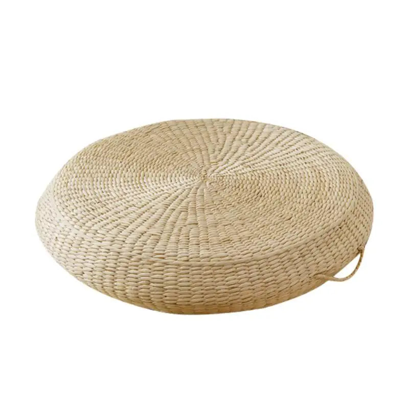 Meditation Cushion Round Straw Pouf Hand Woven Mat
