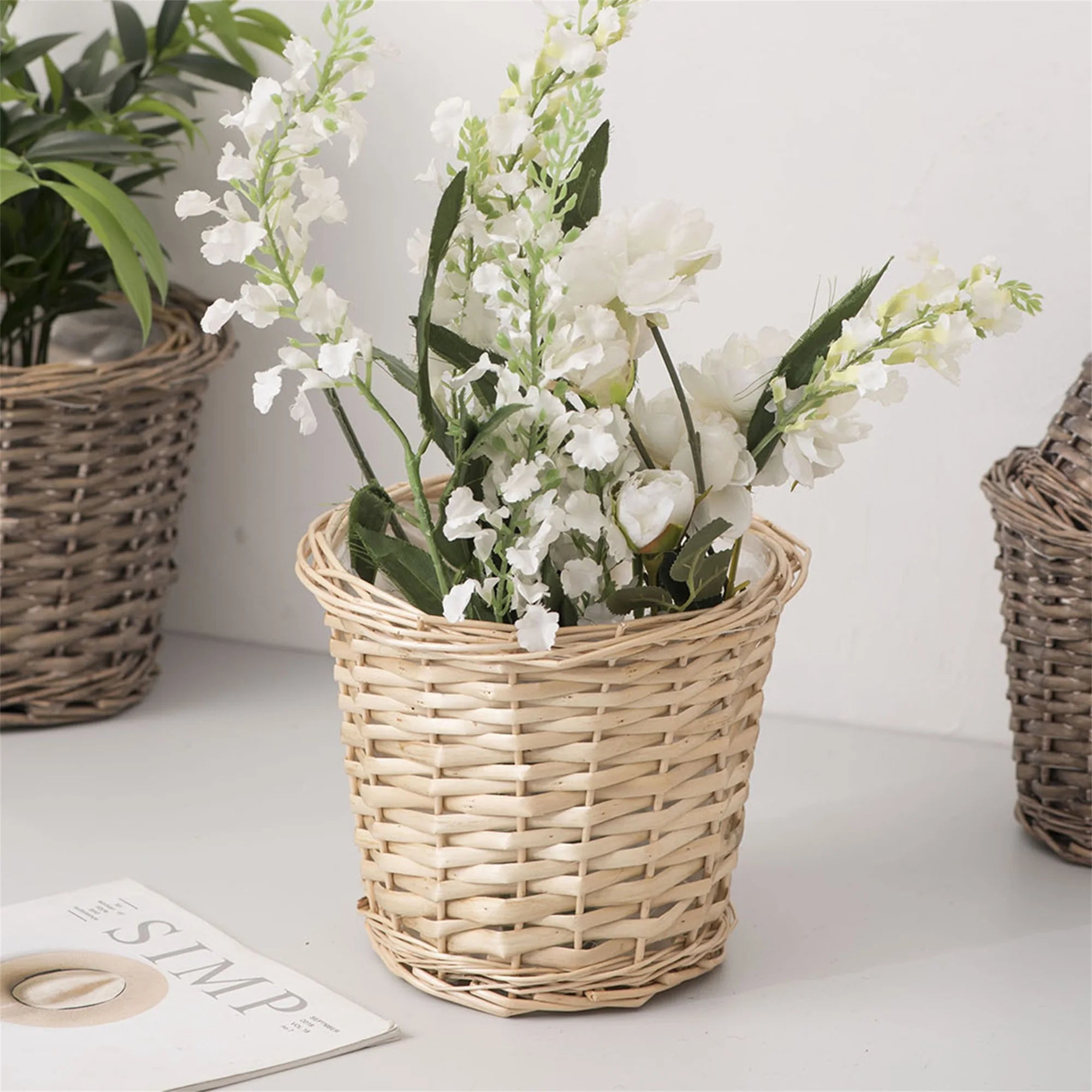 Handwoven Rattan Flower Pots