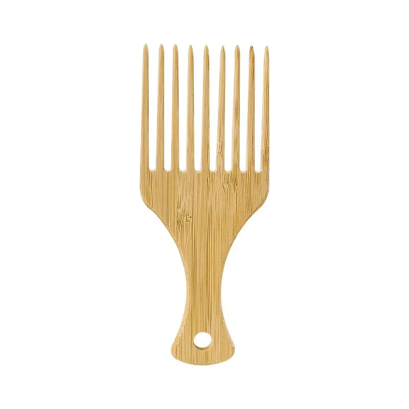 Natural Bamboo Wooden Hair Comb Anti-Static Afro Fork Combs