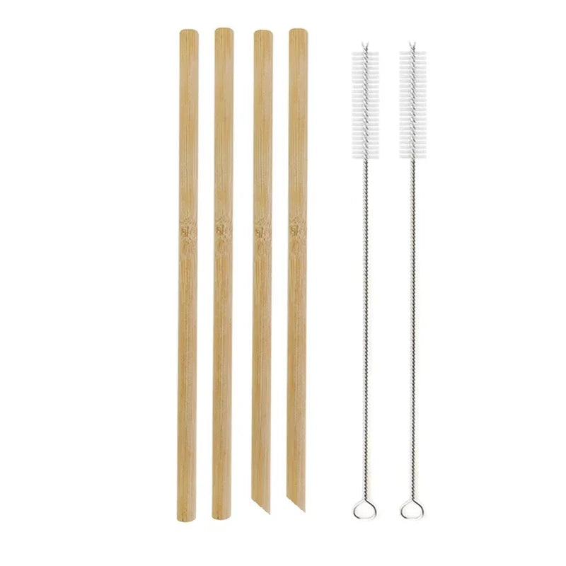 Reusable Straws Set with Brush Bamboo Drinking Straw