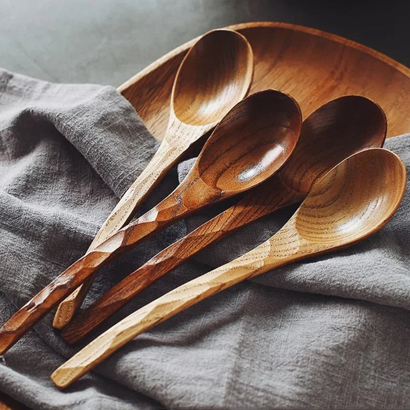 2Pcs Wooden Spoon Long Handled