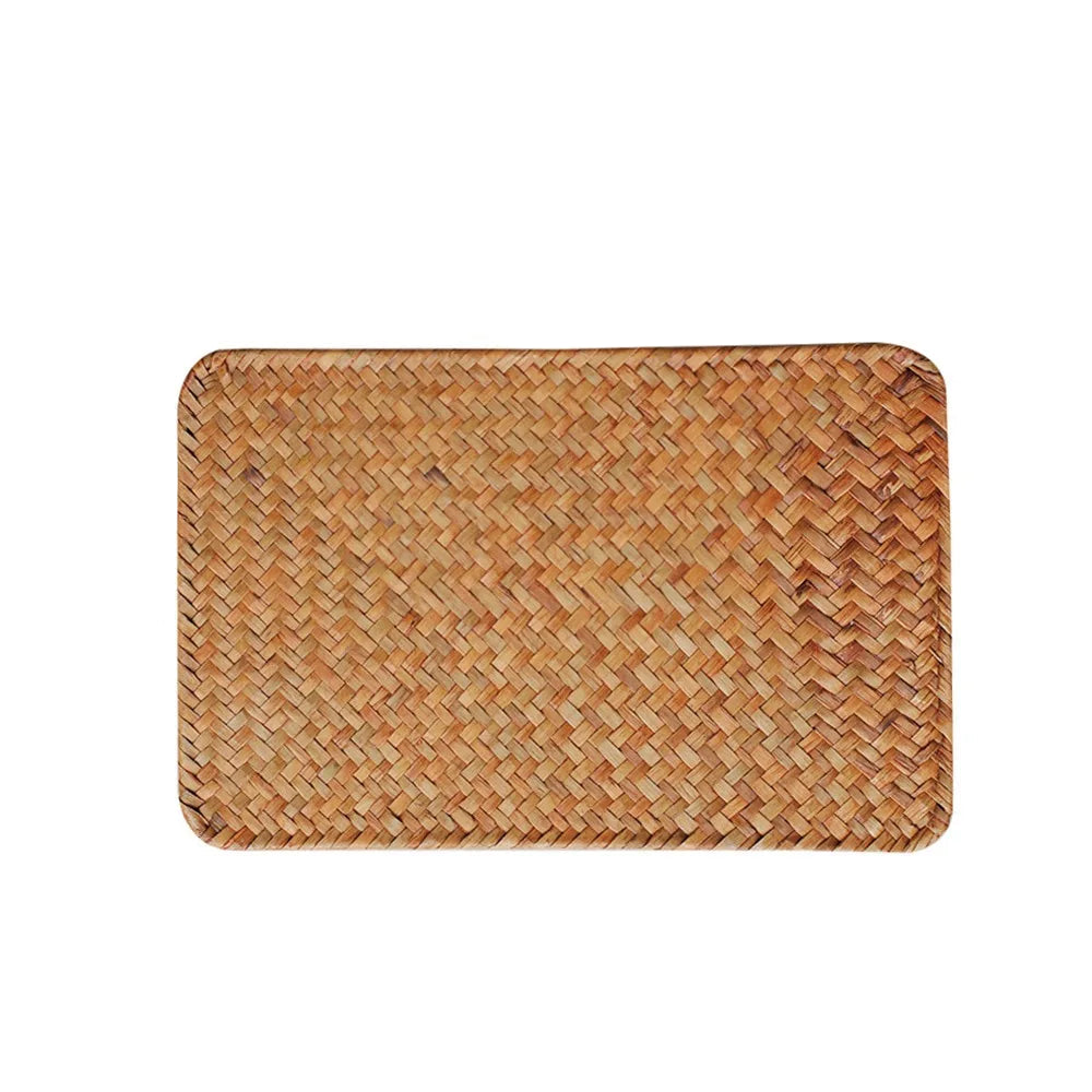 Natural Woven Rattan Table Placemats Rectangular Washable Table Mats