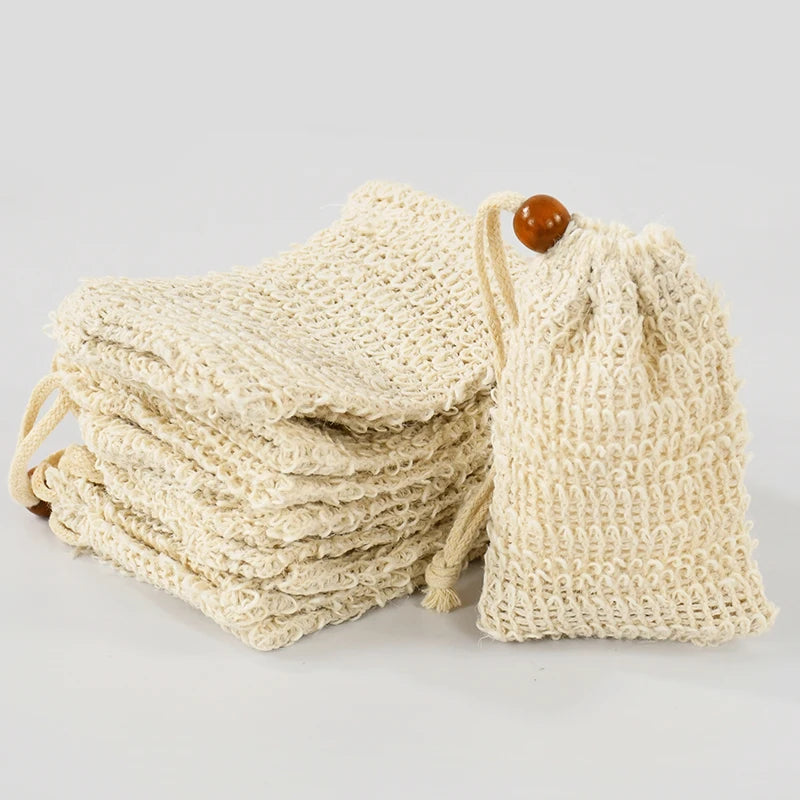 Natural Sisal Soap Bags Shower Bath Exfoliating