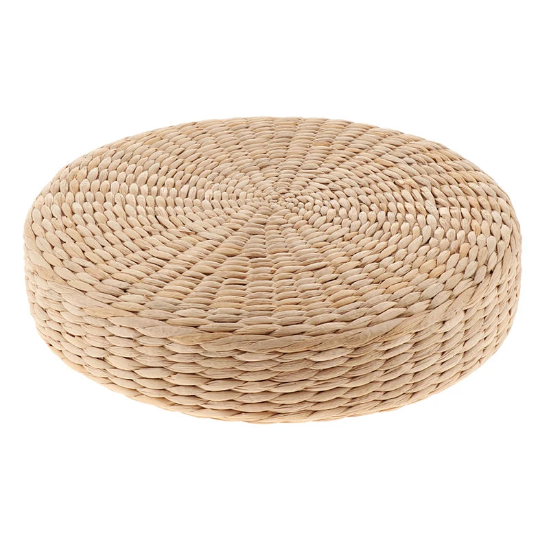 Meditation Cushion Round Straw Pouf Hand Woven Mat