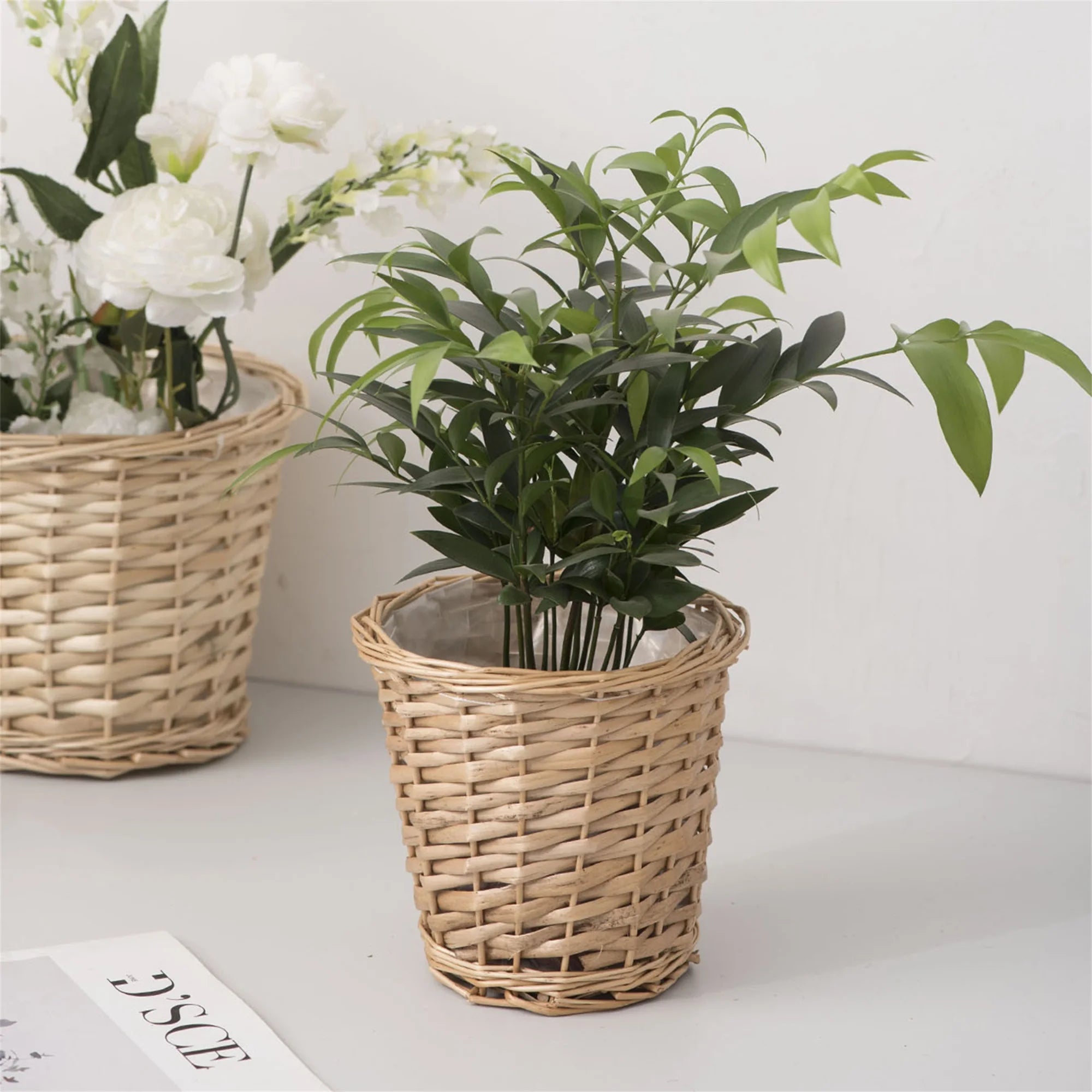 Handwoven Rattan Flower Pots