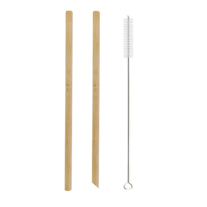 Reusable Straws Set with Brush Bamboo Drinking Straw