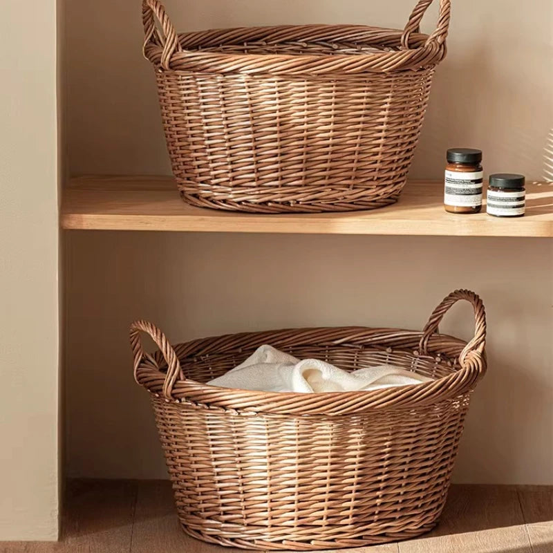 Woven Laundry Basket With Lid