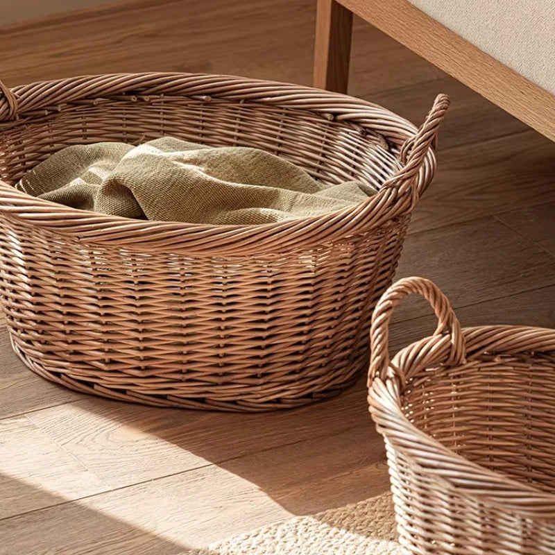 Woven Laundry Basket With Lid