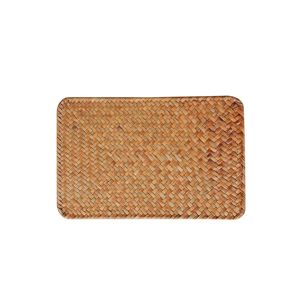Natural Woven Rattan Table Placemats Rectangular Washable Table Mats