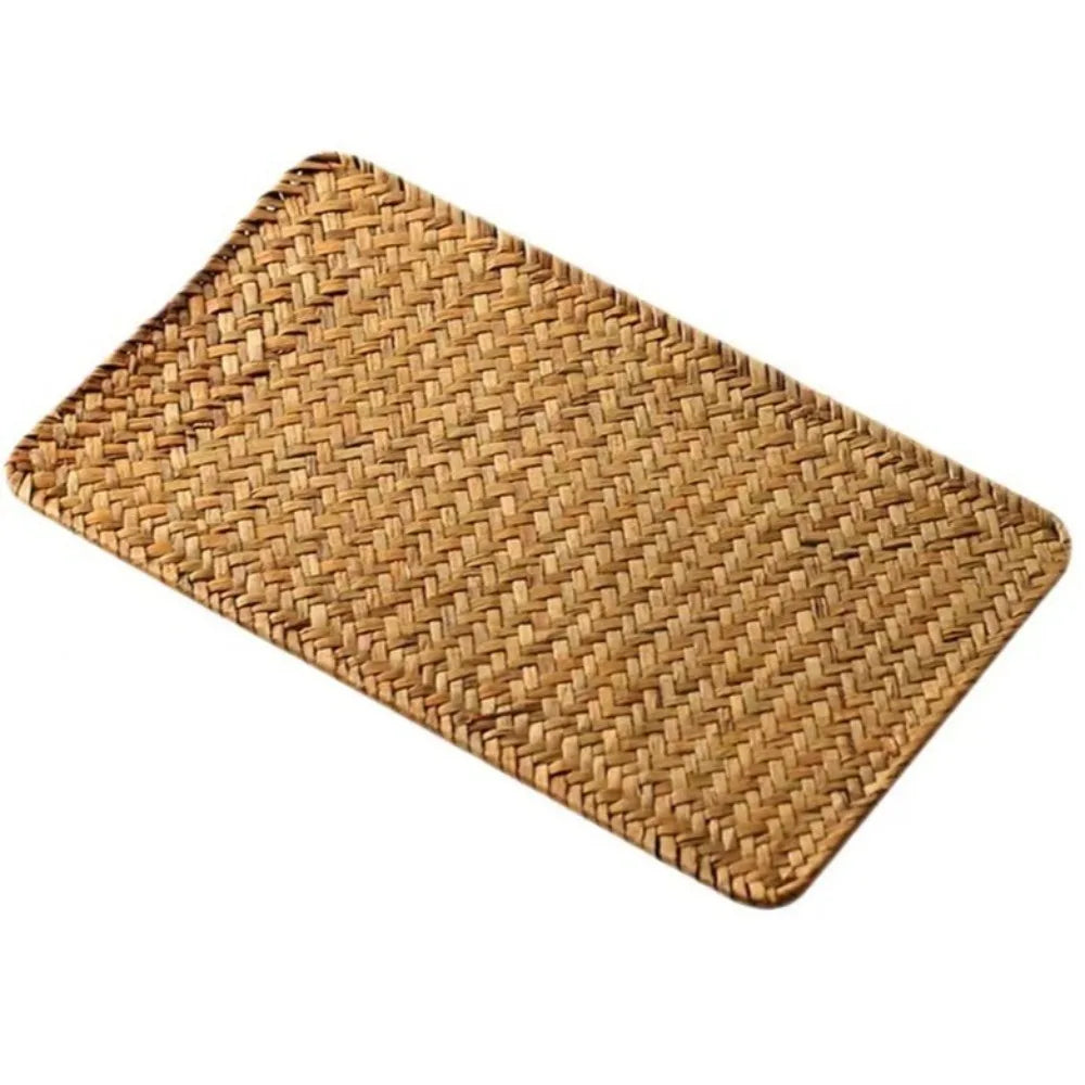 Natural Woven Rattan Table Placemats Rectangular Washable Table Mats