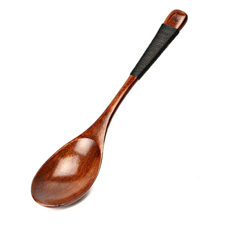 2Pcs Wooden Spoons Japanese Wood Rice Soup Spoon