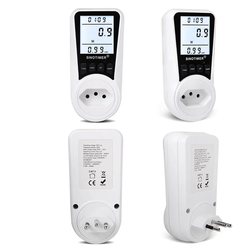 110V 220V 230V 16A Energy Monitor w/ Backlit LCD 0-9999W Energy Socket