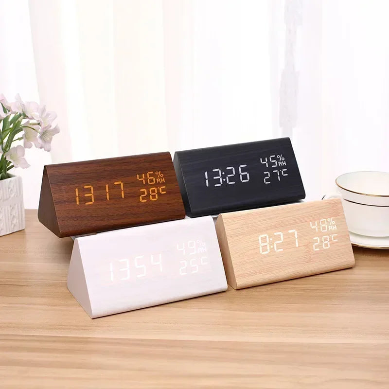 LED Student Alarm Clock Simple Wall Clock Temperature Display Sound Control